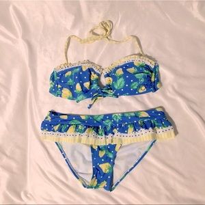 Blue and yellow bikini